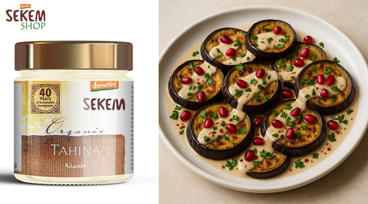Gebackene Auberginen mit Tahina-Sauce