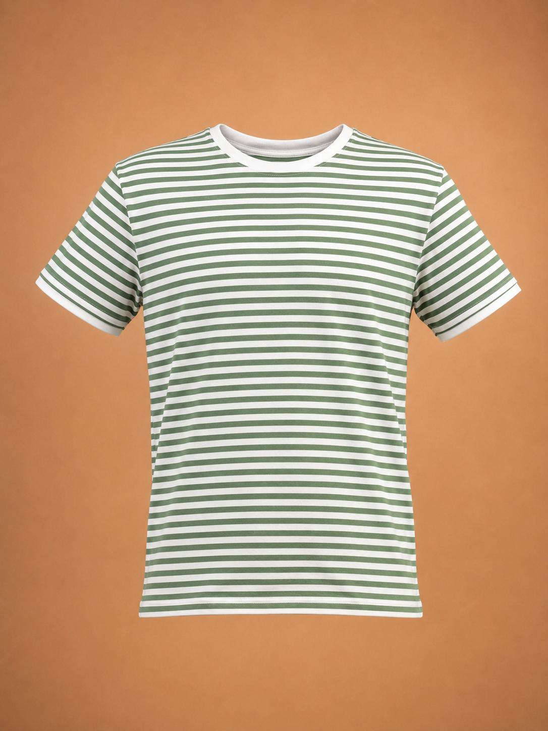 Kinder T-Shirt aus Bio-Baumwolle - weiß-grün-gestreift