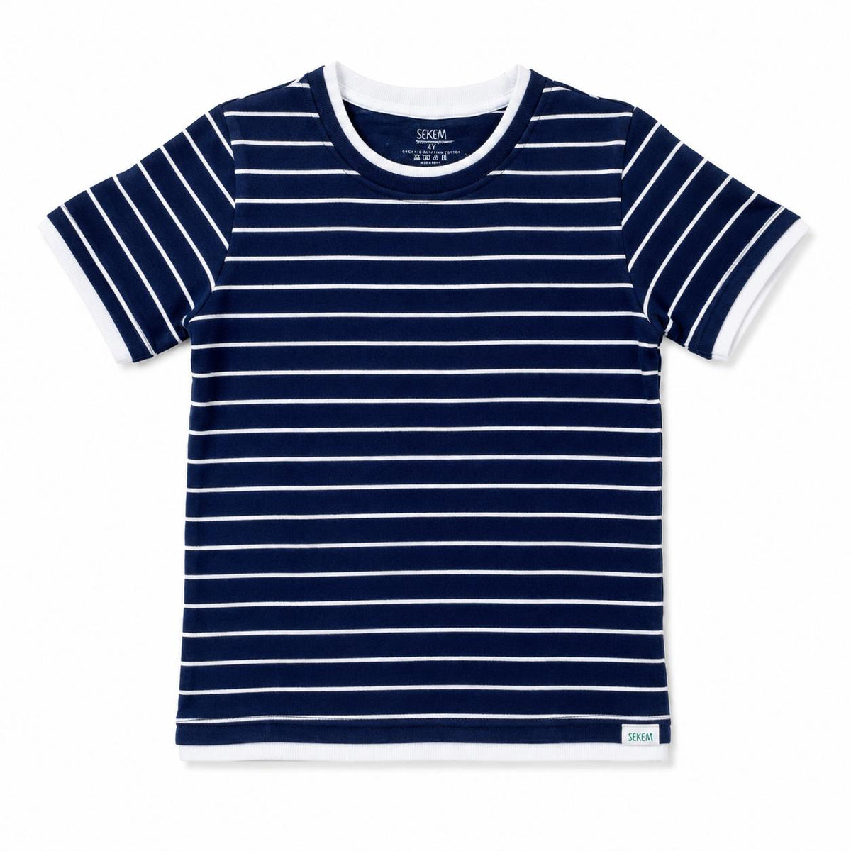 Kinder T-Shirt aus Bio-Baumwolle - blau-weiß-gestreift