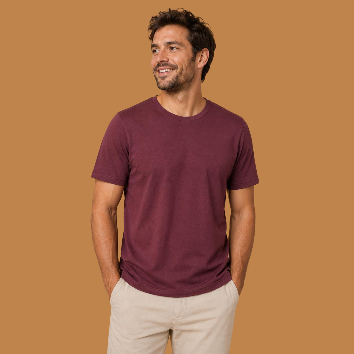 Herren T-Shirt aus Bio-Baumwolle - schwarz, olivgrün, burgunderrot
