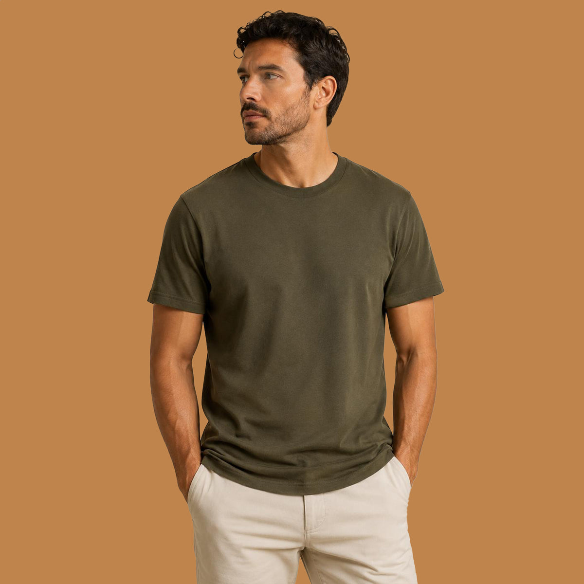 Herren T-Shirt aus Bio-Baumwolle - schwarz, olivgrün, burgunderrot